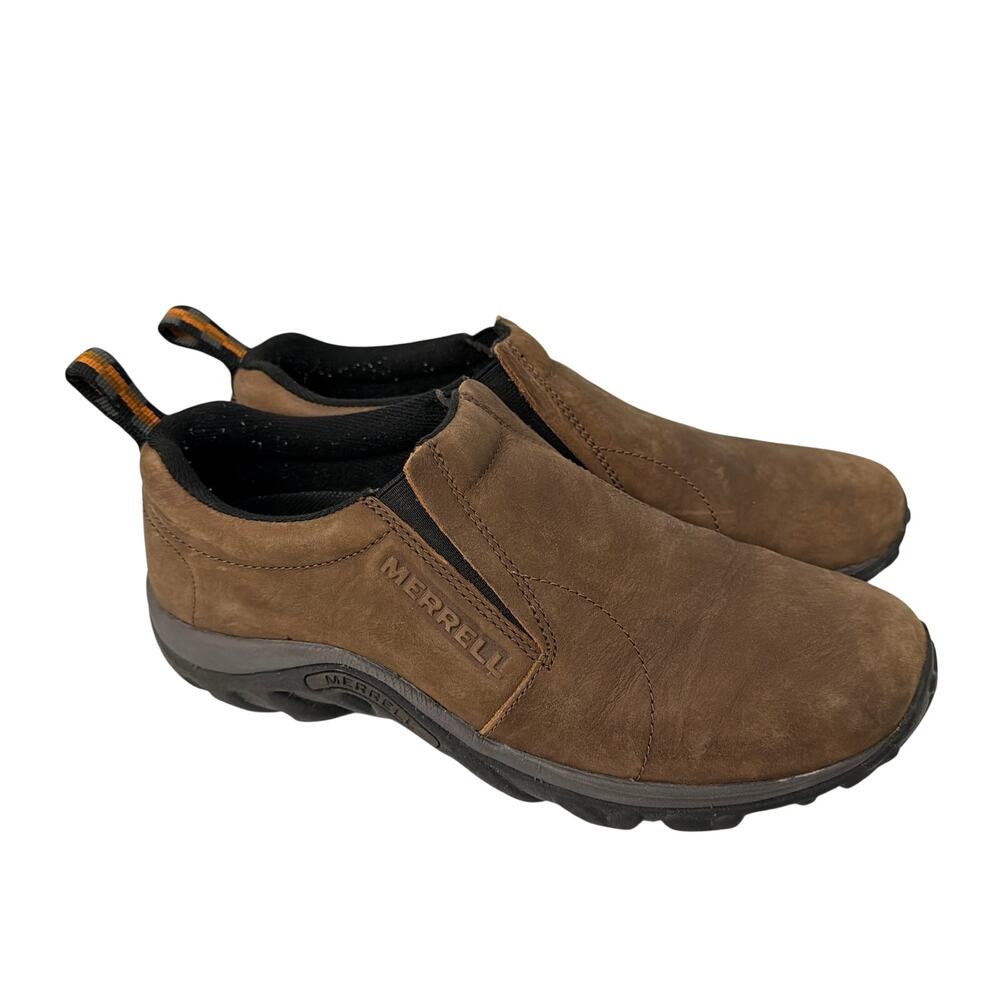 Merrell Jungle Moc Shoes Mens Size 8.5 Brown Nubuck Leather Casual Slip On